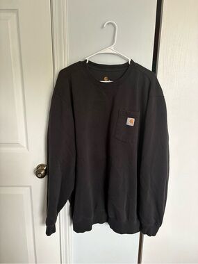 Carhartt Men's Black Pocket Crewneck Sweatshirt with Logo Patch